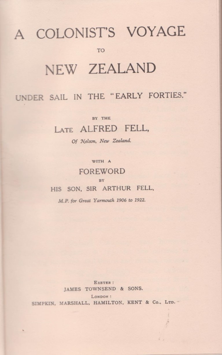 cover image of A Colonist's Voyage to New Zealand by Alfred Fell, for sale in New Zealand 