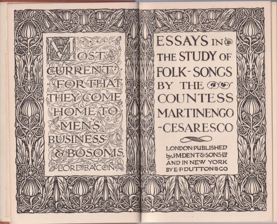 cover image of Essays in the Study of Folk-Songs by MARTINENGO-CESARESCO, for sale in New Zealand 