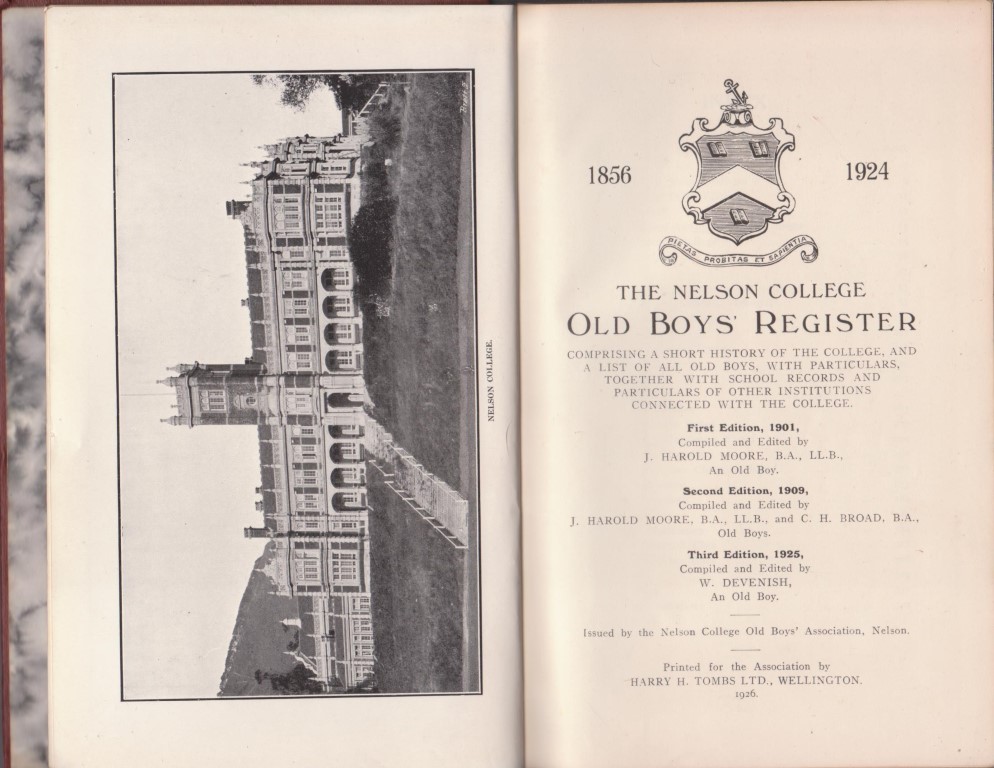 cover image of The Nelson College Old Boys' Register (1926 edition), for sale in New Zealand 