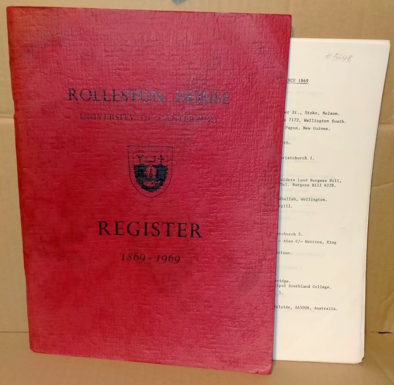 cover image of Rolleston House University Of Canterbury Register 1869-1969,  for sale in New Zealand 